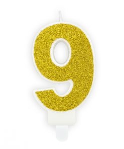 bougie d'anniversaire chiffre 9 or