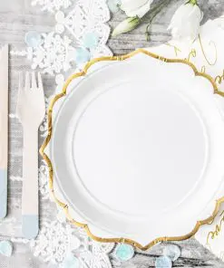 assiette vintage blanc et or