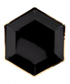 Assiette hexagonale - Noir/Or - Lot de 6