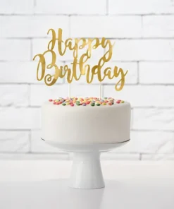 deco gateau anniversaire or happy birthday