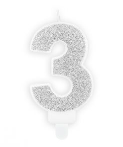 bougie d'anniversaire 3 argent