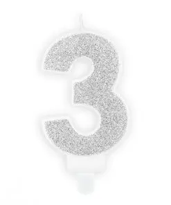 bougie d'anniversaire 3 argent