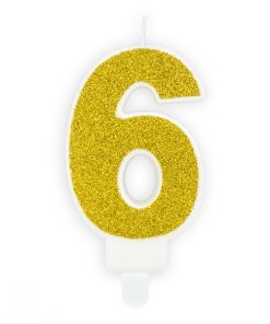 bougie d'anniversaire 6 or