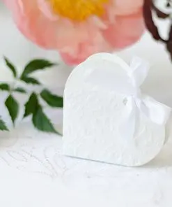 contenant à dragées-coeur blanc-lot de 10