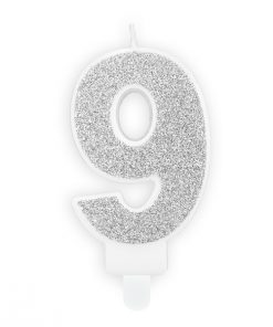 bougie d'anniversaire 9 argent