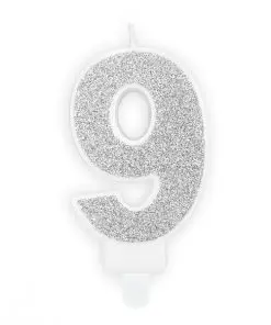 bougie d'anniversaire 9 argent