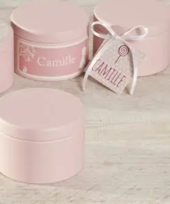 boite dragées métal rose poudré