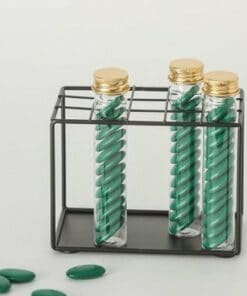 Eprouvette dragees plastique avec bouchon or