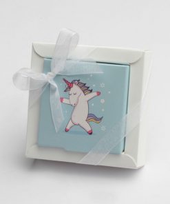 boite à dragées licorne bleu pm