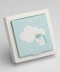 boite à dragées licorne bleu