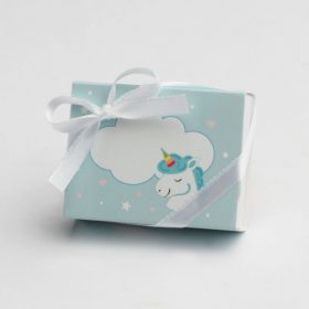 boite à dragées licorne bleu ciel