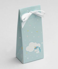boite à dragées licorne bleue