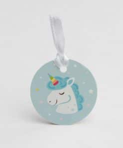 étiquette à dragées licorne bleue