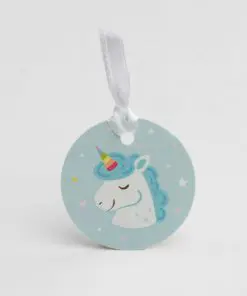 étiquette à dragées licorne bleue