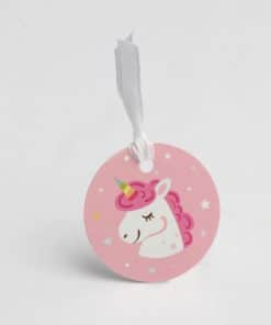 étiquette à dragées licorne rose