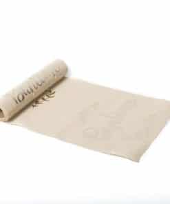 Déco baptême blanc et or chemin de table en lin