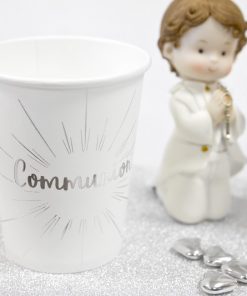 Gobelets Deco communion blanc et argent