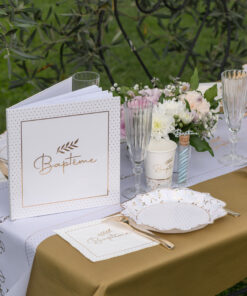 Livre d'or Baptême doré et blanc