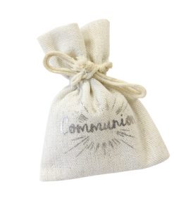 Sac a dragées communion argent