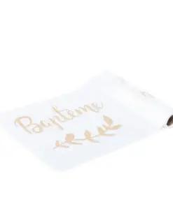 chemin detable satin blanc et or bapteme