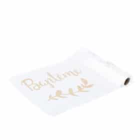 chemin detable satin blanc et or bapteme