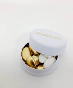 Boite à dragees ronde en metal Blanc