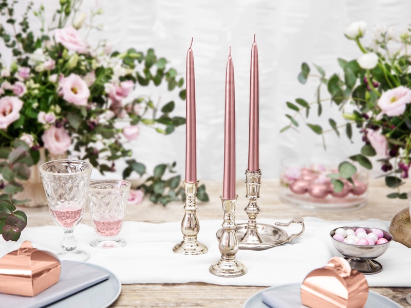 Bougie chandelier Rose gold déco mariage