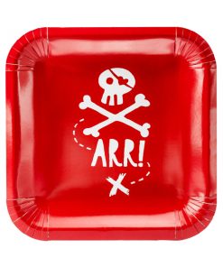 Decoration pirate anniversaire - assiette rouge