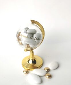 contenant dragees globe doré