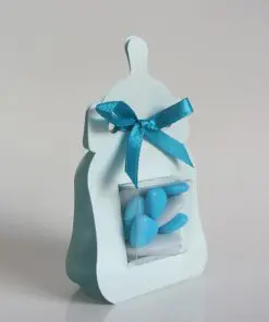 Boite a dragees biberon bleu ciel