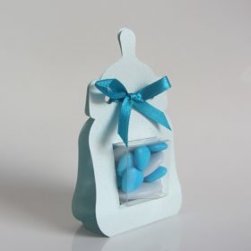 Boite a dragees biberon bleu ciel