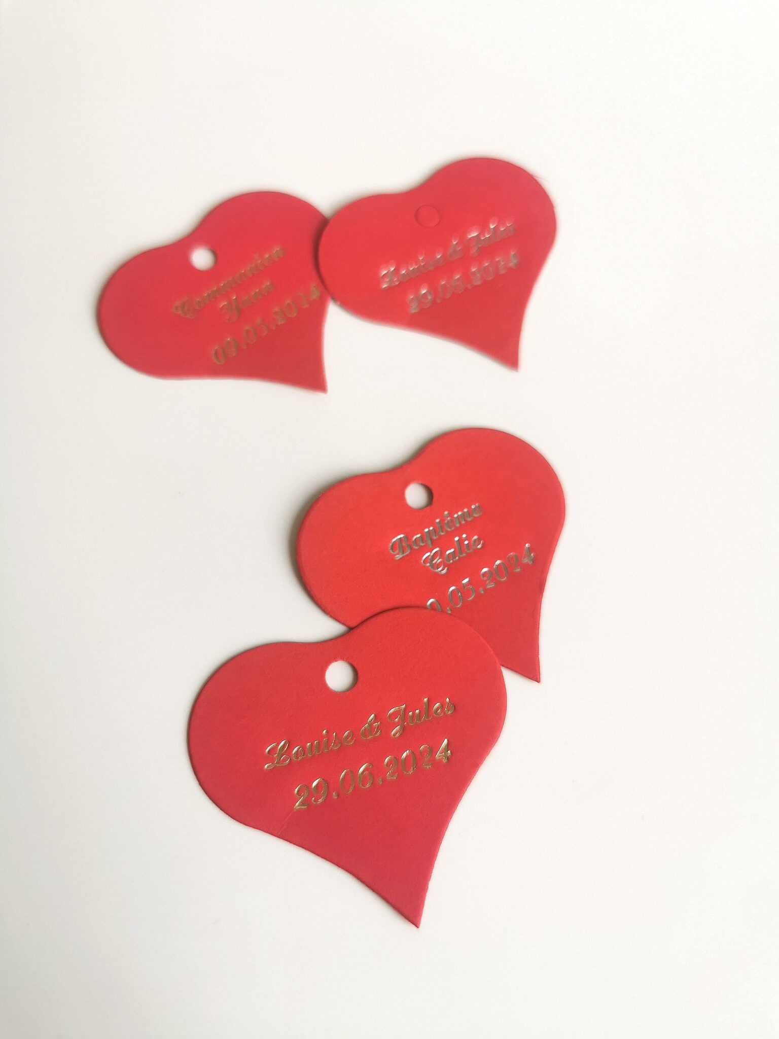 Étiquettes dragées coeur Rouge