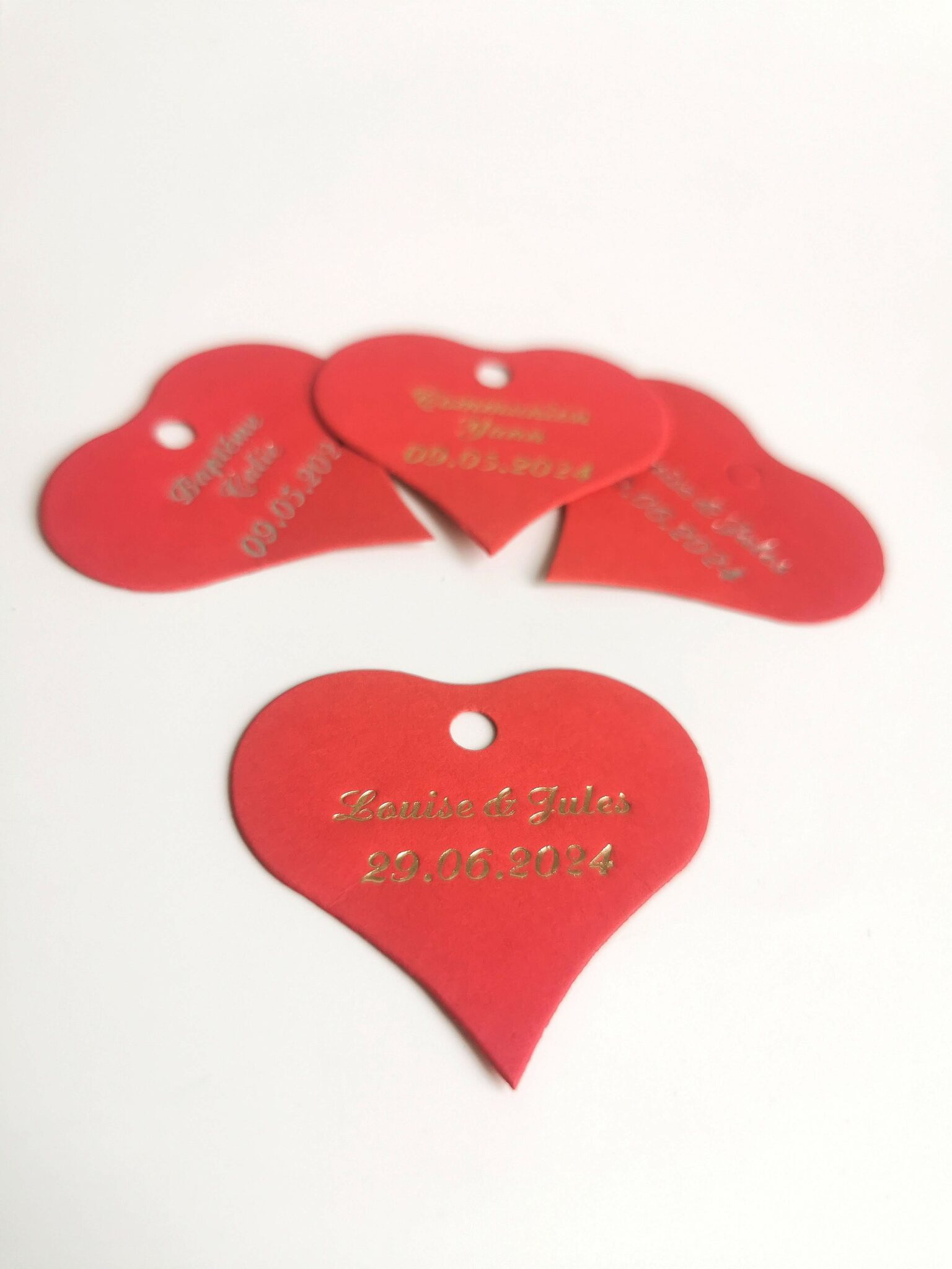 Étiquette dragées coeur Rouge