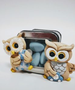 dragees bapteme hibou bleu