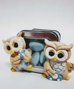 dragees bapteme hibou bleu