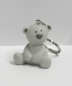 PORTE CLES OURSON GRIS DRAGEES BAPTEME NAISSANCE