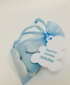 sac a dragées organza bleu ciel