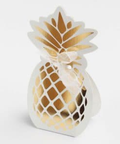 boite a dragees ananas or et blanc