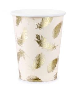 Gobelet rose et plume or