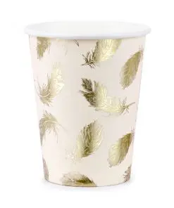 Gobelet rose et plume or