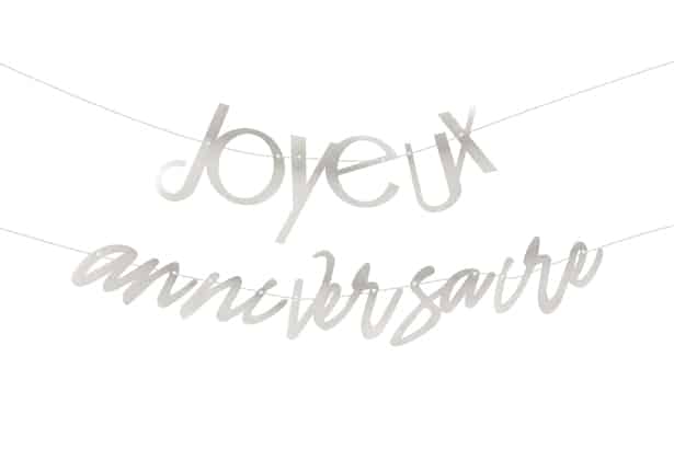 banderole joyeux anniversaire argentée