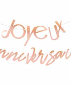 guirlande joyeux anniversaire métallisée rose gold