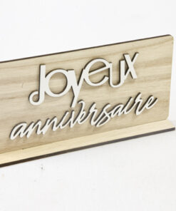 centre de table joyeux anniversaire en bois