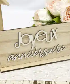 centre de table joyeux anniversaire en bois
