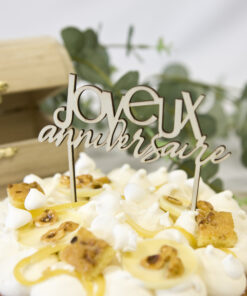 Décor de gâteau "Joyeux Anniversaire" - Bois