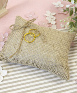 Coussin porte alliance jute mariage champetre