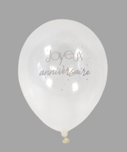 ballon transparent joyeux anniversaire argent