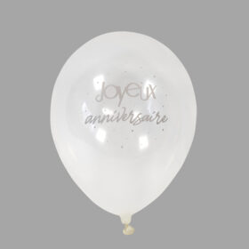 ballon transparent joyeux anniversaire argent