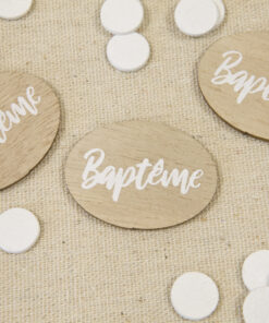 confettis de table baptême en bois