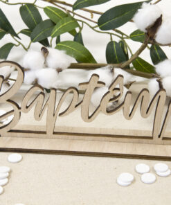 Centre de table baptême en bois